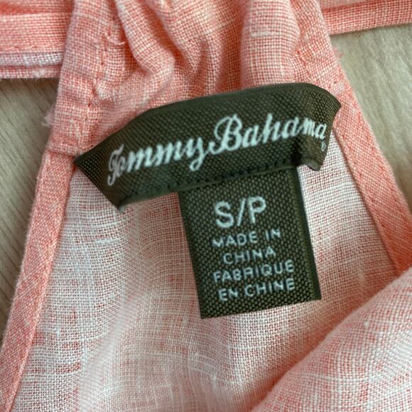 Tommy‎ Bahama Linen Tank Top Women Size S Salmon Pink Drawstring Tie Back Beach - Picture 4 of 7